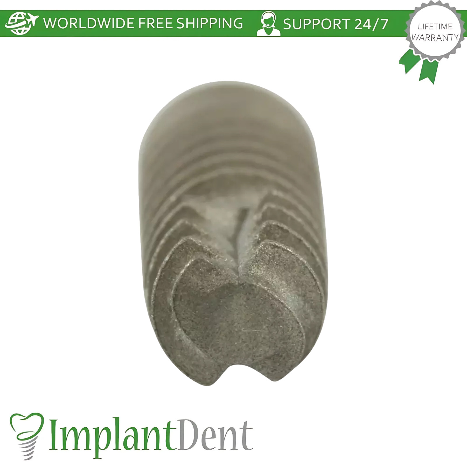 1x Dental Spiral Fixture SLA, Straight Prosthetic, Healing Cap Int Hex 2.42mm