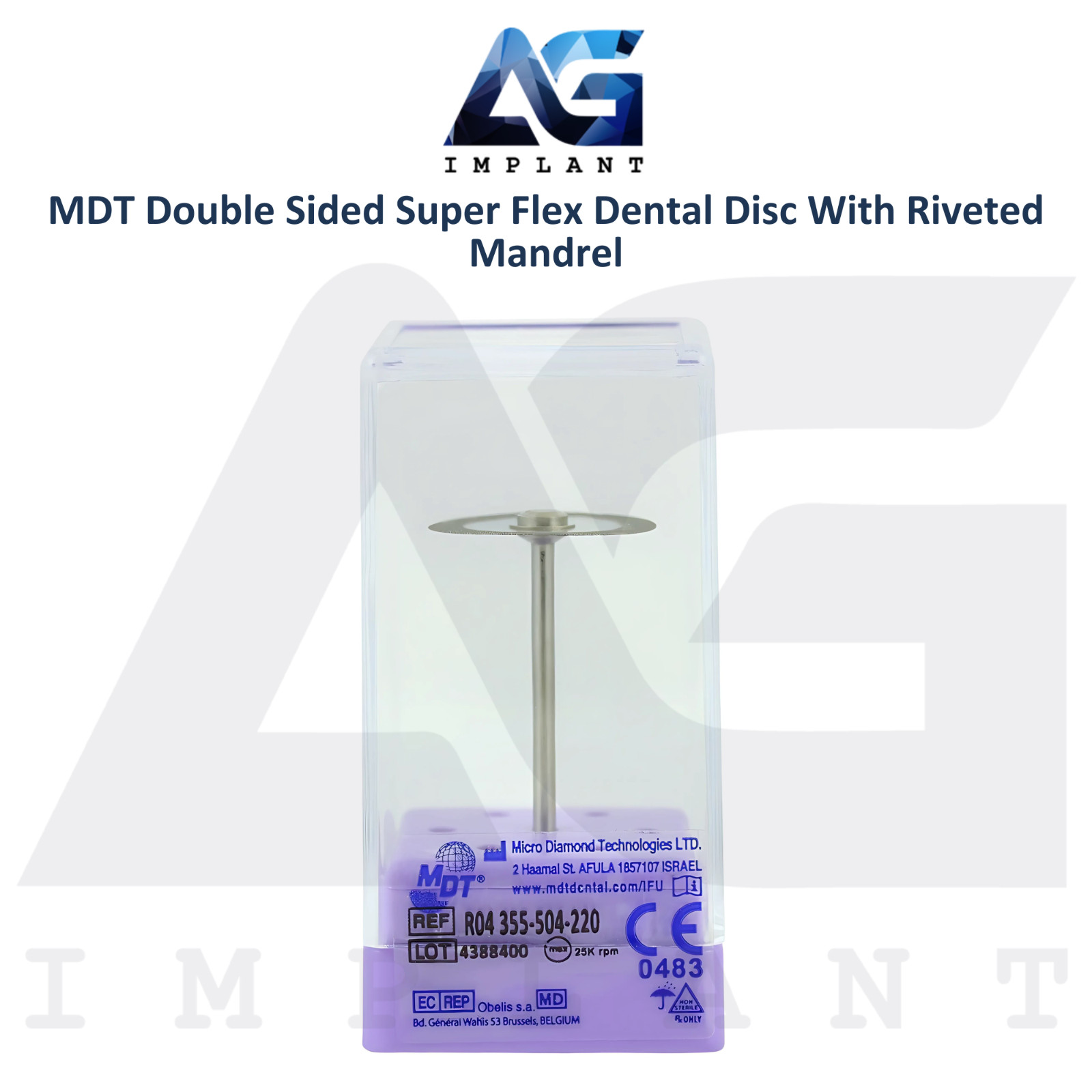 MDT Double Sided Super Flex Dental Diamond Coated Disc Thin with Riveted Mandrel
