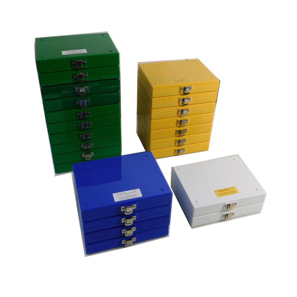 (Lot Of 23) Electron Microscopy Sciences 71470 100 Cap. Slide Boxes 4 Colors