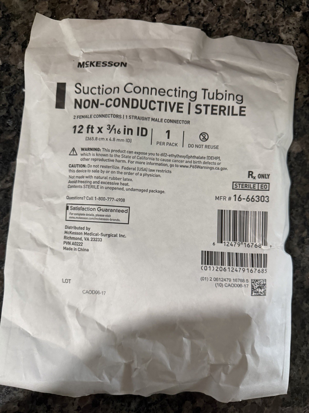McKesson Suction Connecting Tubing Non-Conductive 12 ft x 3/16 in ID