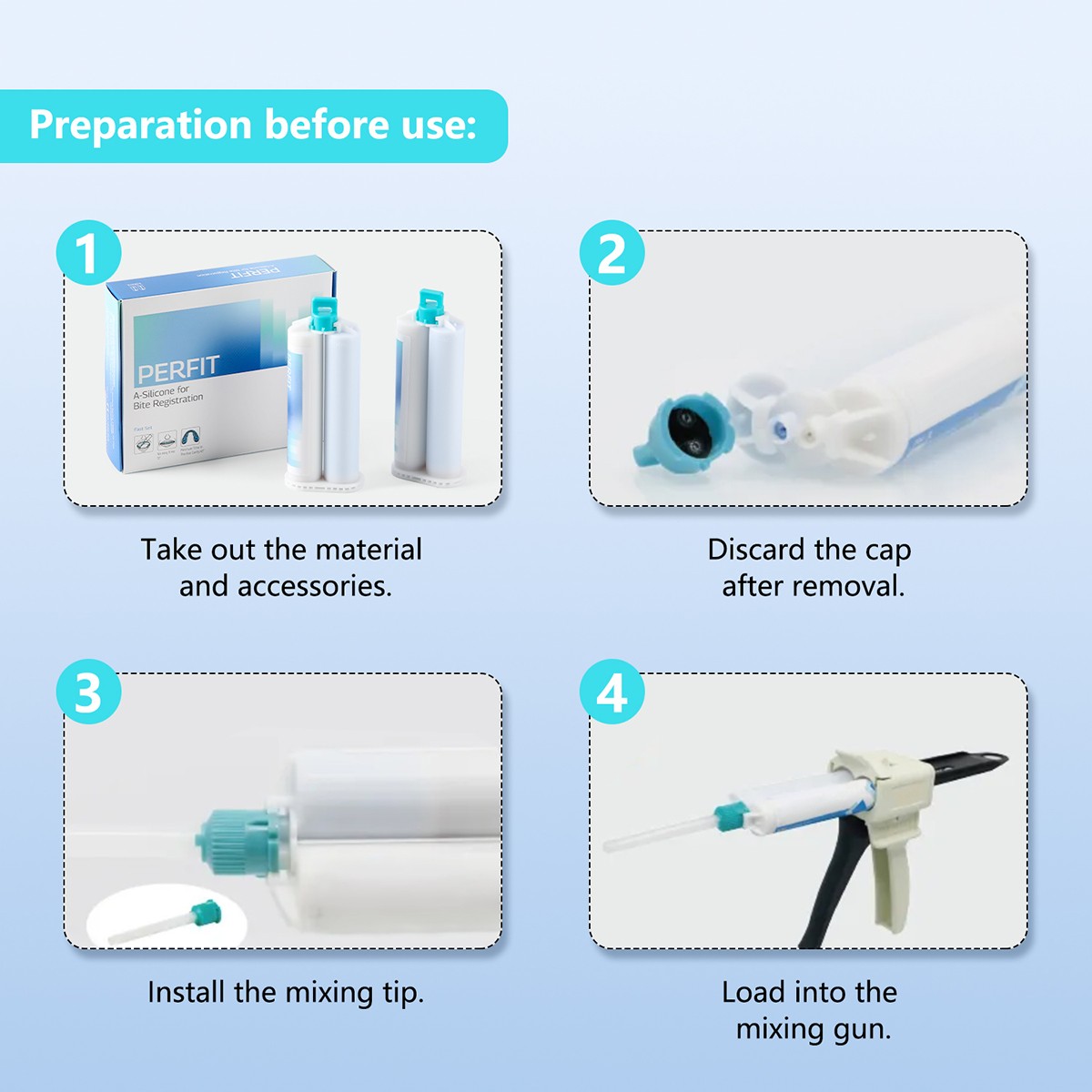 AZDENT 2pcs Dental Bite Registration Material Fast Set 50ML/pcs Mixing Tips