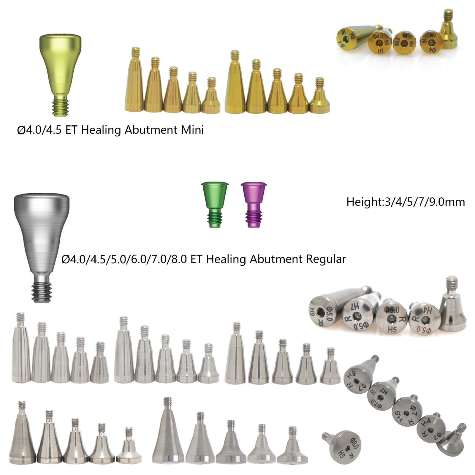 US Mini Regular Platform Healing Cap Abutment Hiossen ET/Osst Hexagon Compatible