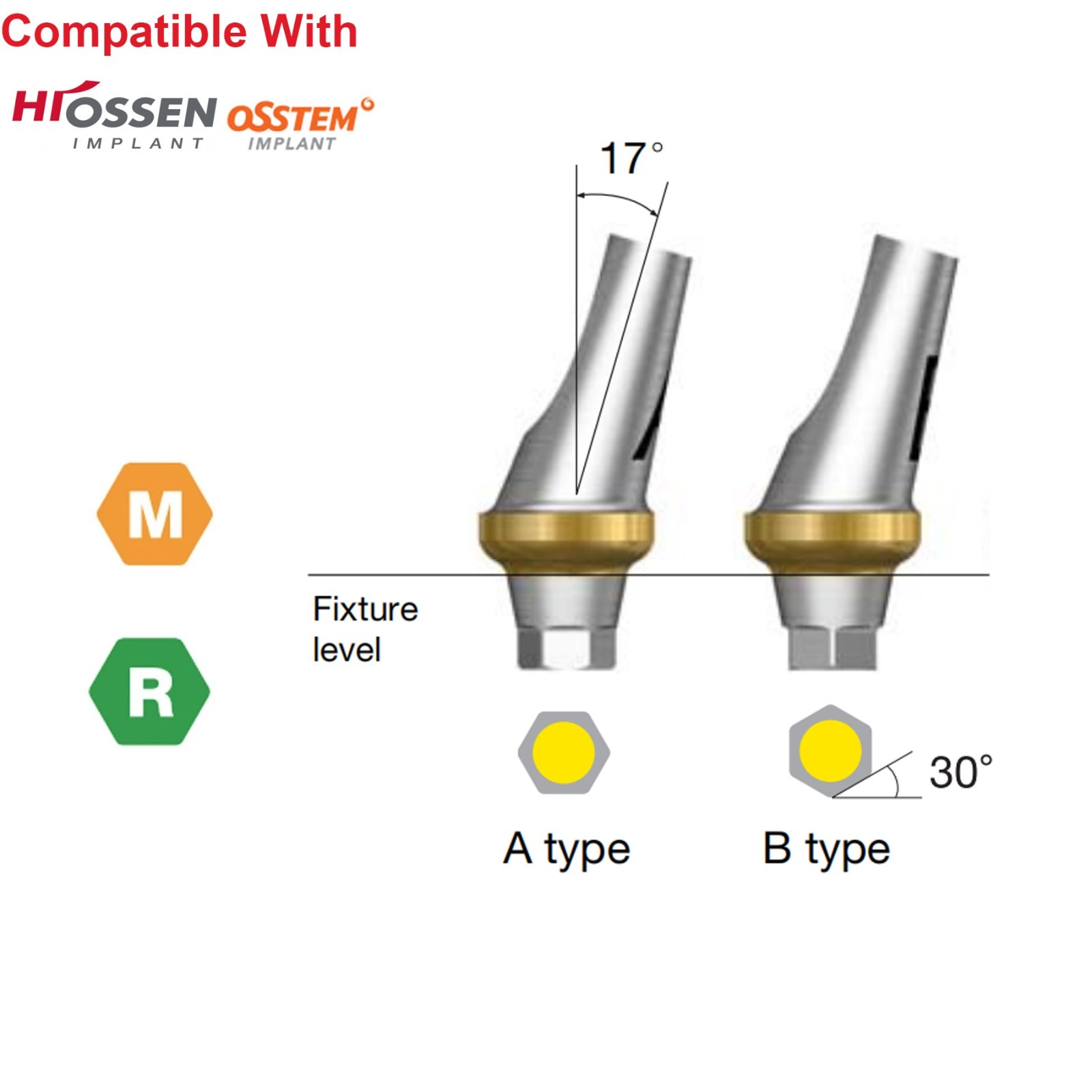 US Dental 17° Angled Abutment For Hiossen ET III Osstem TS Mini Regular Platform