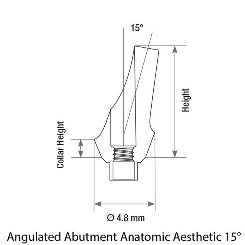 1x Dental Impl ant Anatomic Angulated 15° Abut ment Internal Hex 2.42mm Screw