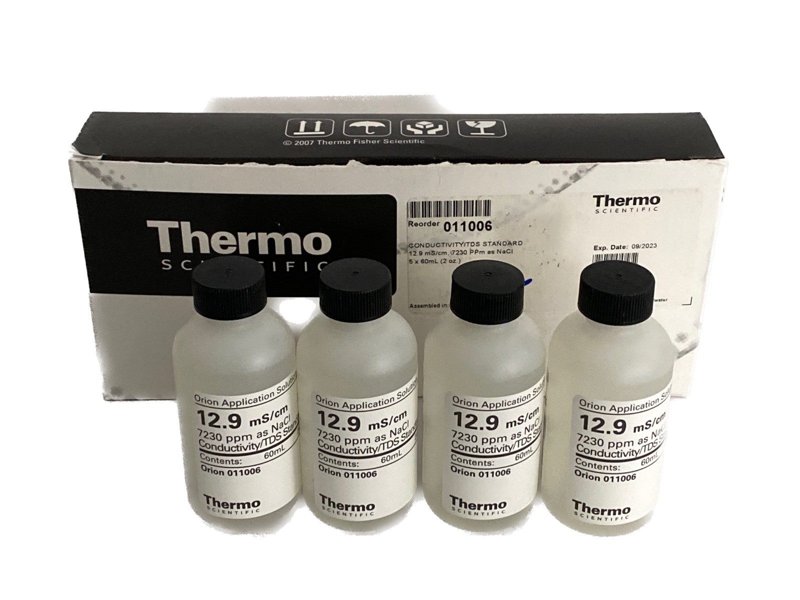 NOS (4) THERMO ORION Conductivity TDS Standard Solution 4x60mL 12.9mS/cm 011006