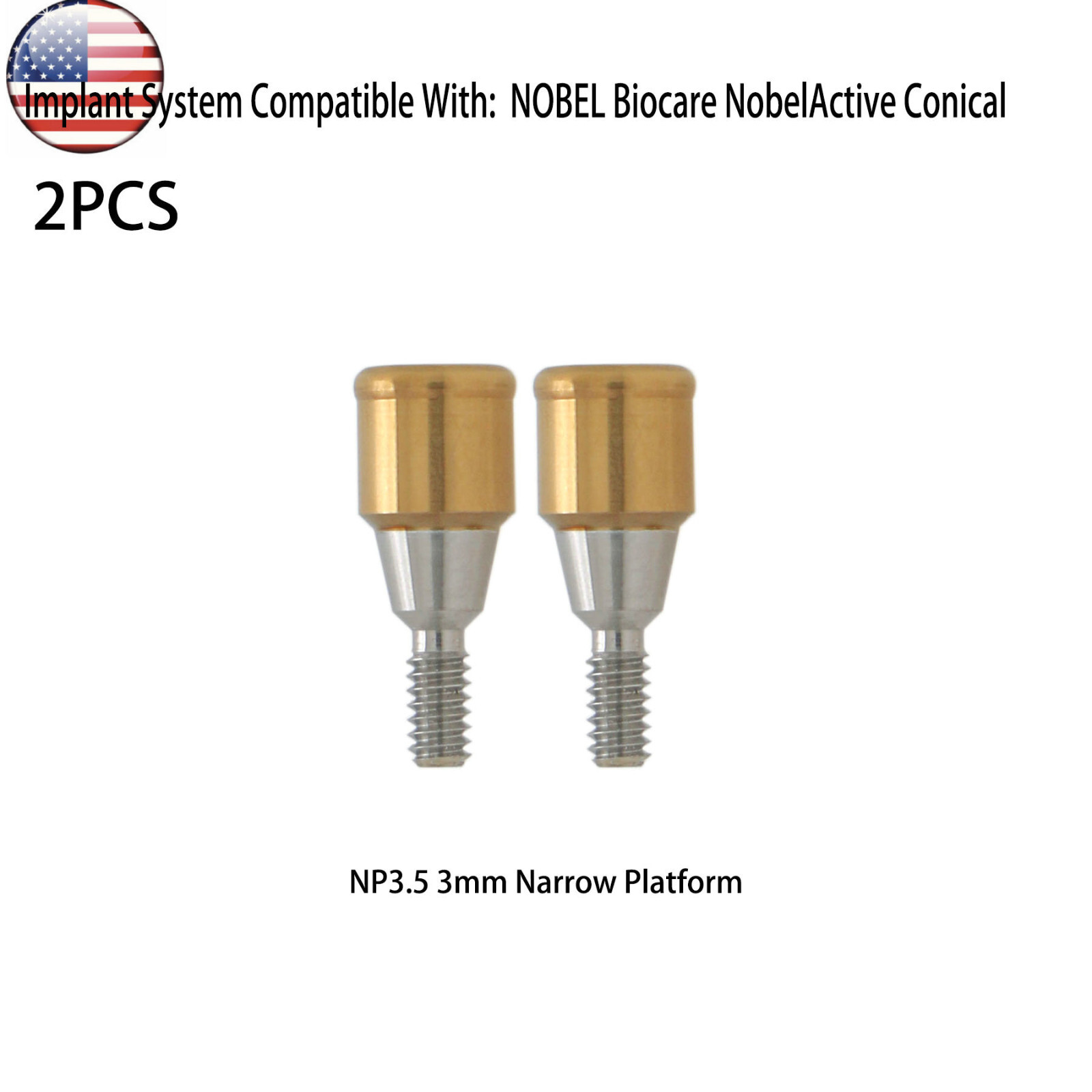 US Dental for Nobel NPØ3.5mm 3mm Locator Attachment Abutments Male Cap Removeble