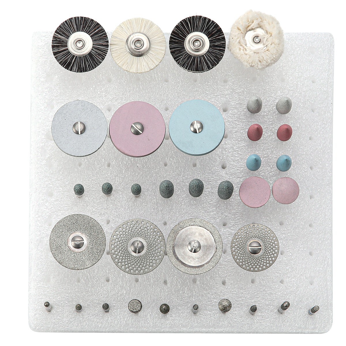 Dental Diamond Burs Polishing Brushes HP Polishers Stone Silicon Wheel Discs Kit