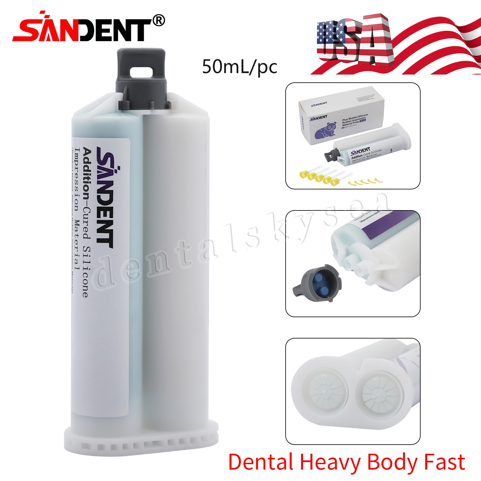 SANDENT Dental 1:1 LED Fiber Optic Contra Angle Handpiece fit E-Type Motor
