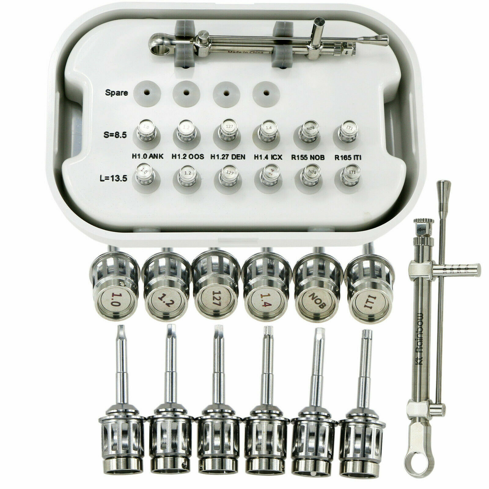 Dental Implant Torque Wrench Ratchet 10-70NCM 12 Drivers & Wrench Kit With Box