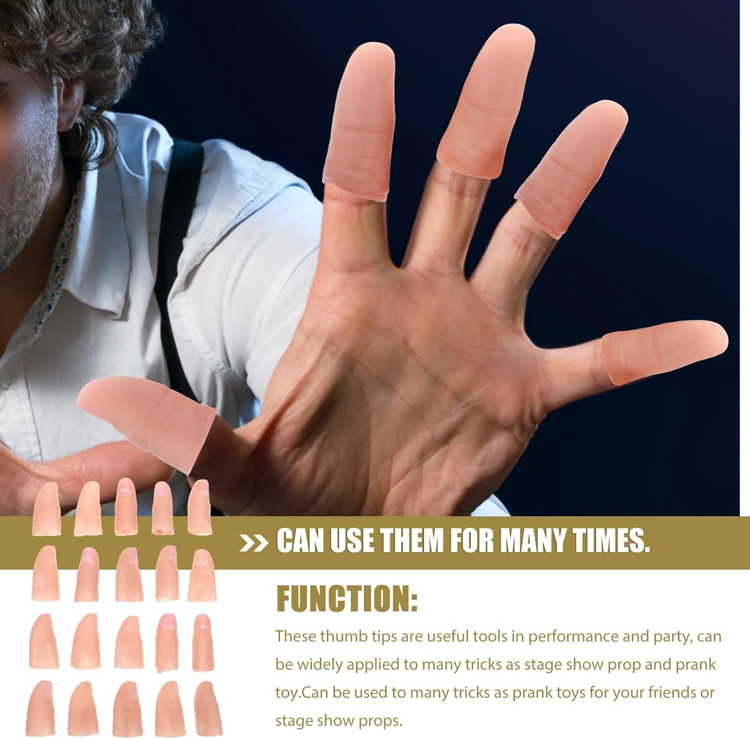 Prosthetic Fingertip 40 Pcs 40 Pcs Simulation Props Trick Fingers Silicone Fi…