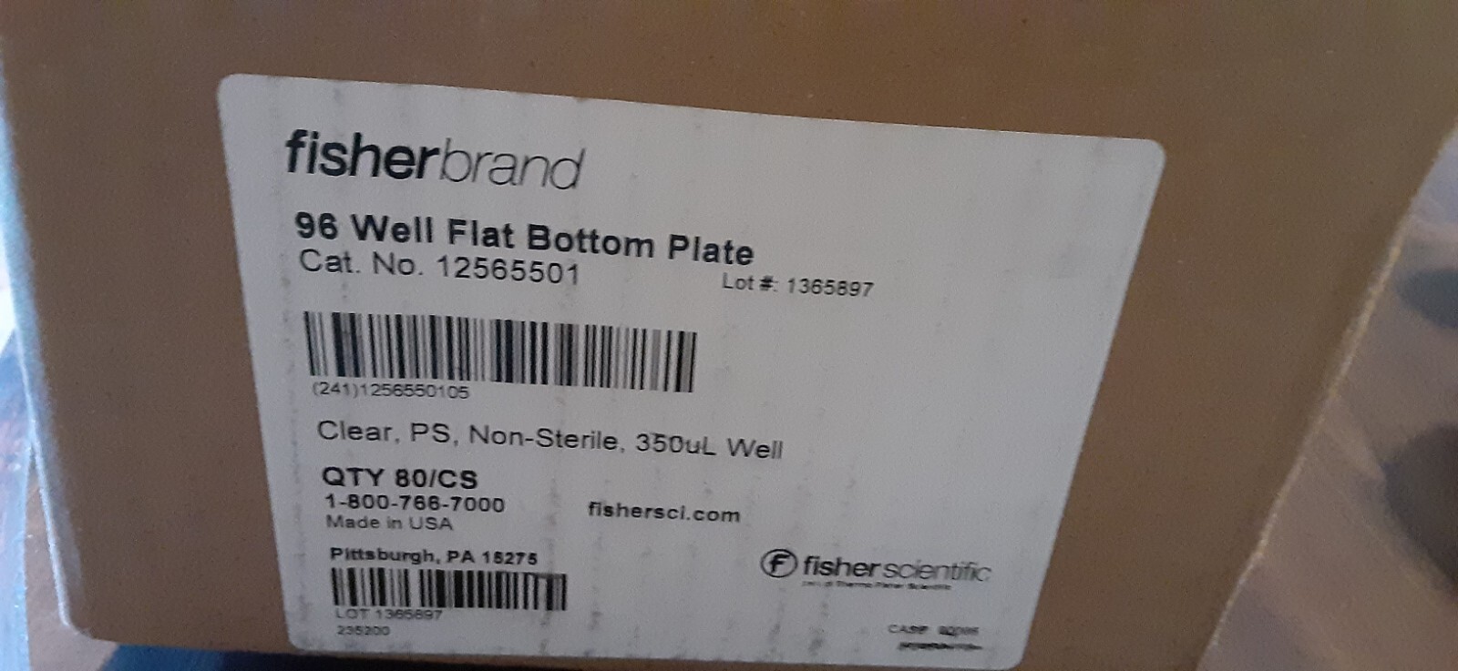 FISHER SCIENTIFIC 350ul/96 well flat bottom plates(8 sleeves of 10)(80)12565501