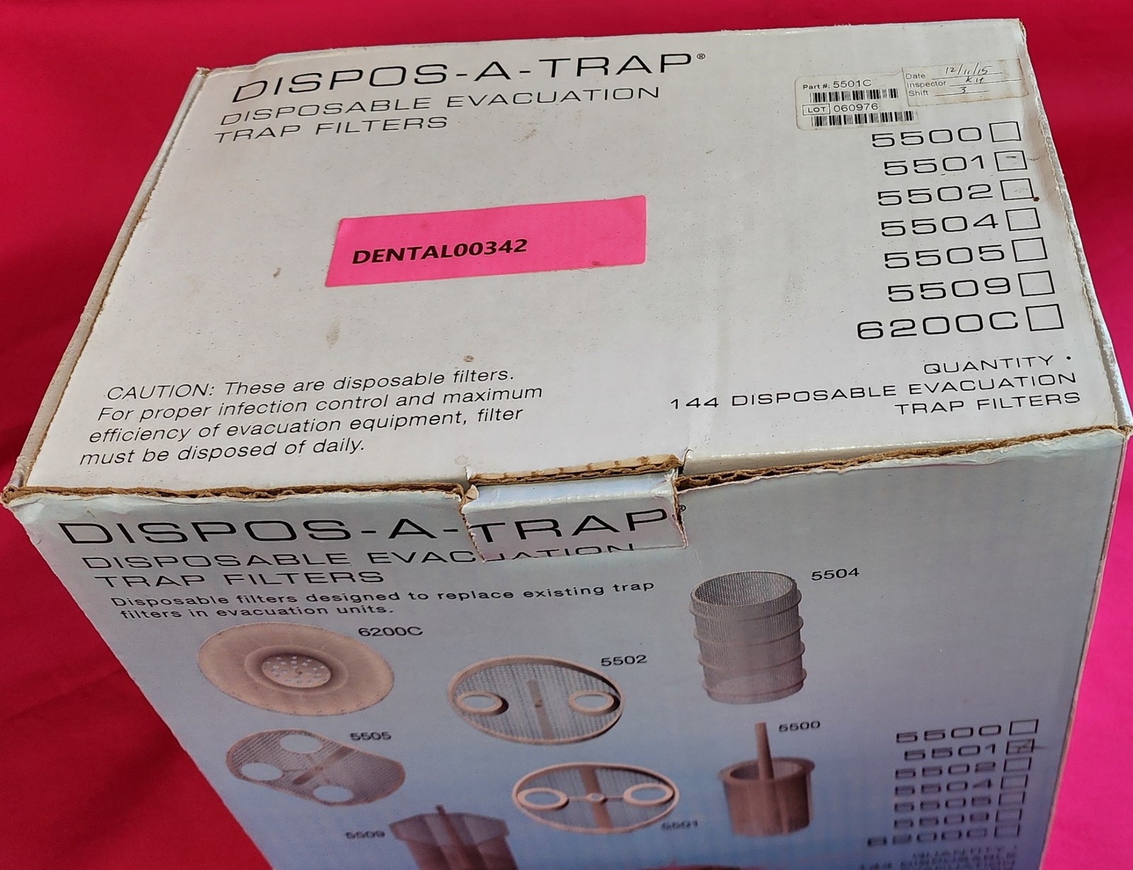 BOX045-D342 – DISPOS-A-TRAP Disposable Evacuation Trap Filters 5501 – PARTIAL