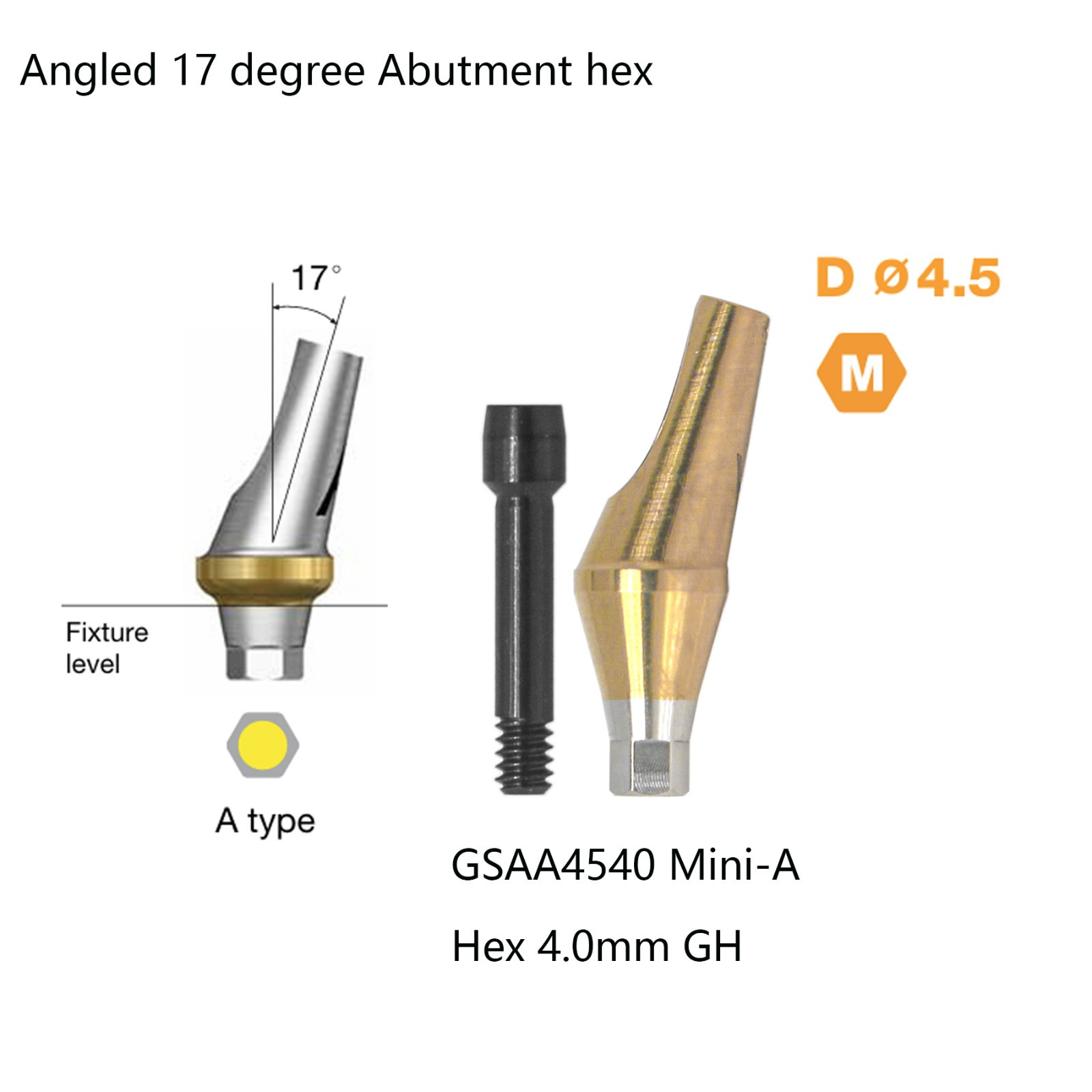 17° Angled Anatomic Abutment Compatible Hiossen ET Mini Hex Platform Osstem TS