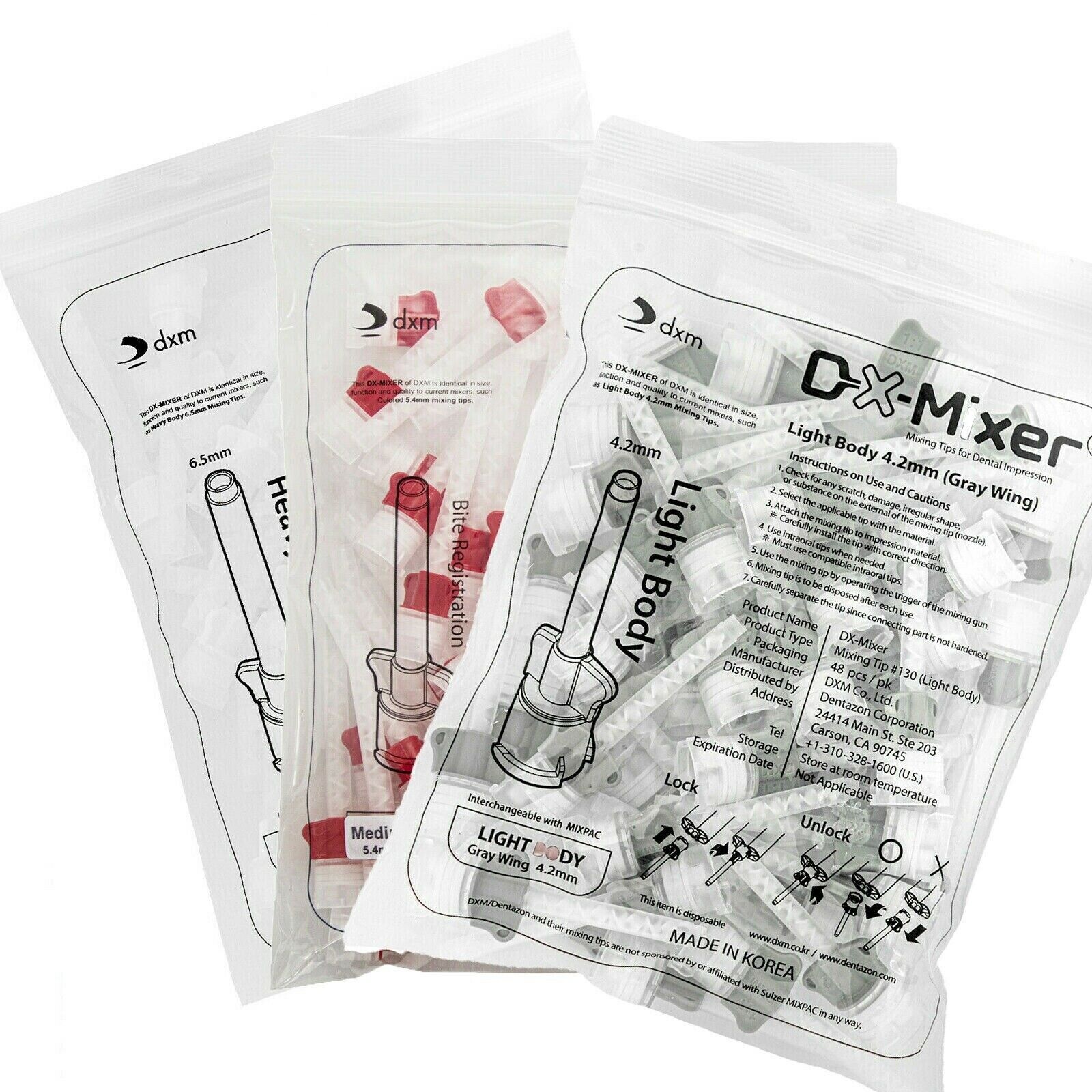 48PCS DX-Mixer® Dental HP Mixing Tips Impression Material 1:1Ratio 6.5/5.4/4.2mm