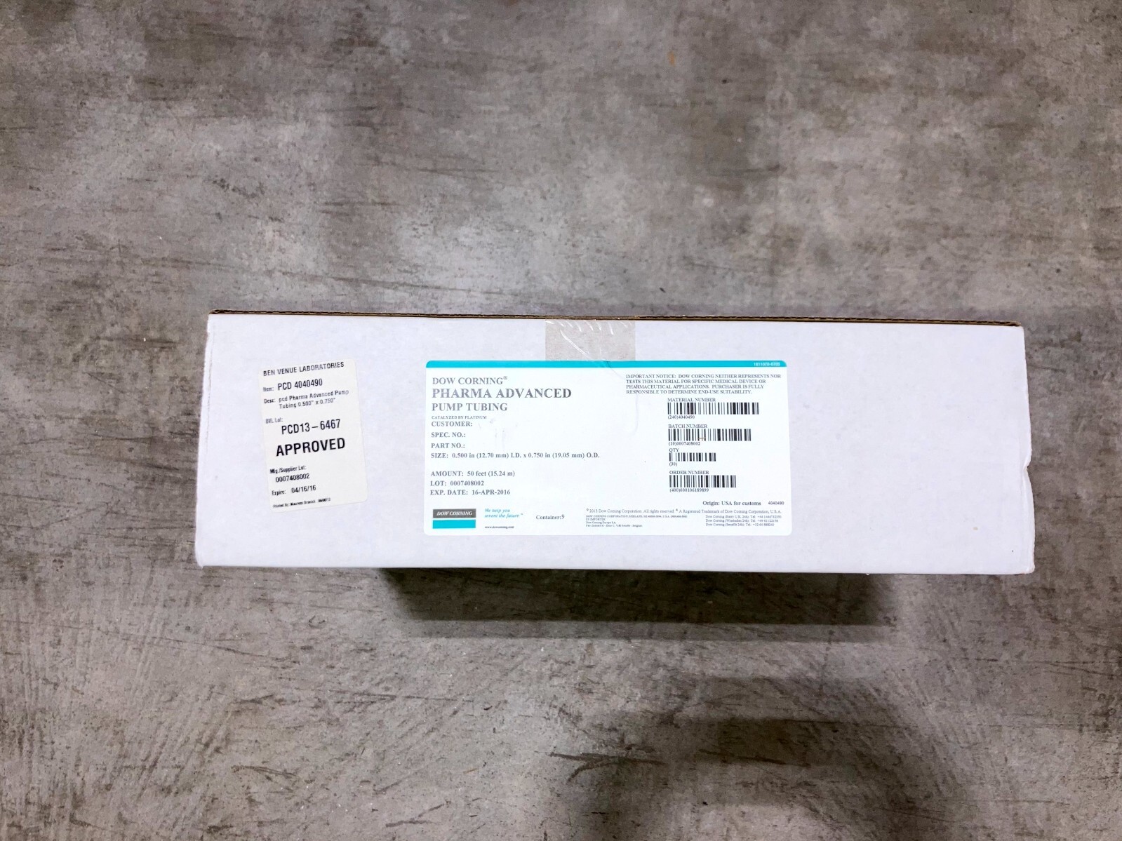 Dow Corning Pharma Advanced Pump Tubing 50ft 1/2″(12.70mm) ID x 3/4″(19.05mm) OD