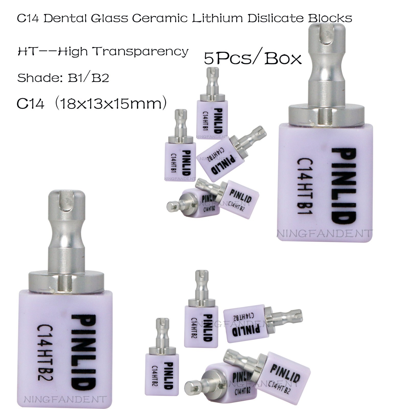 US Glass Ceramic Lithium Disilicate HT/LT C14 e.max CAD CEREC Blocks InLab 5/Pk