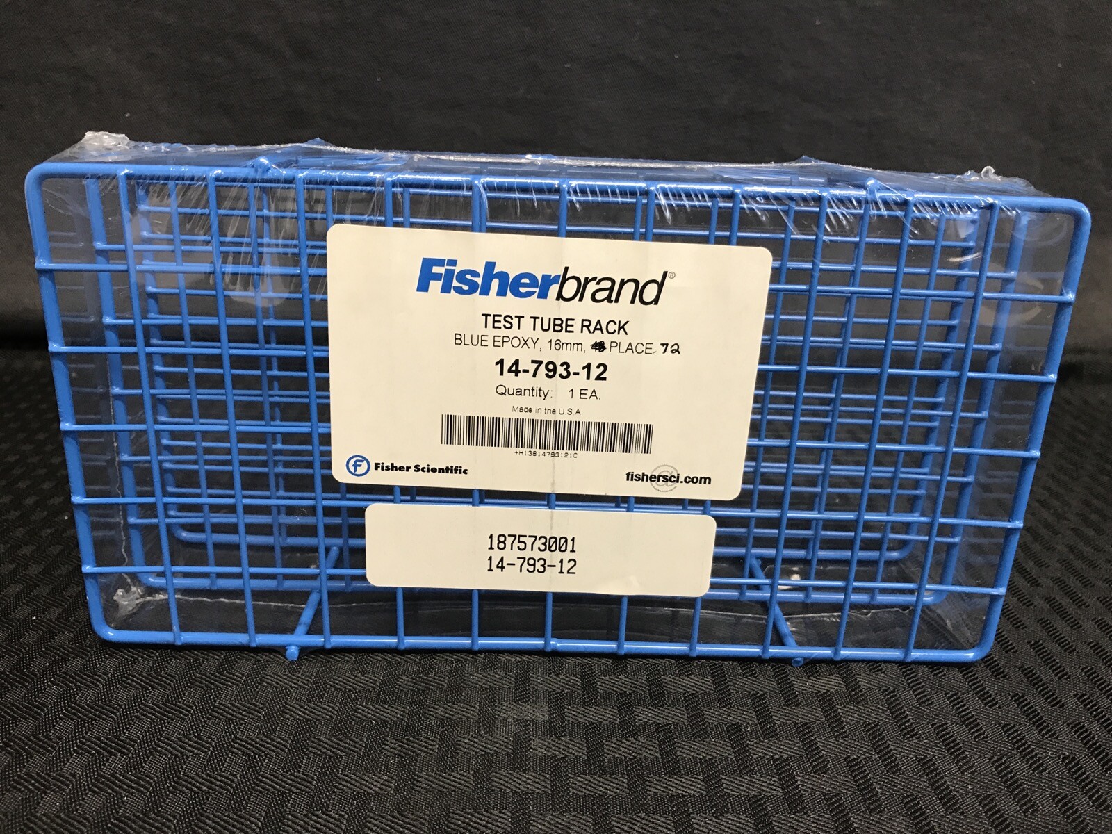 FISHERBRAND 72-Place Poxygrid Test Tube Rack Blue Epoxy Fits 13-16mm 14-793-12
