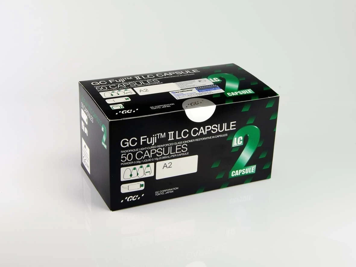 GC 000139 Fuji II LC Light Cure Glass Ionomer Restorative Capsules A2 50/Pk FS