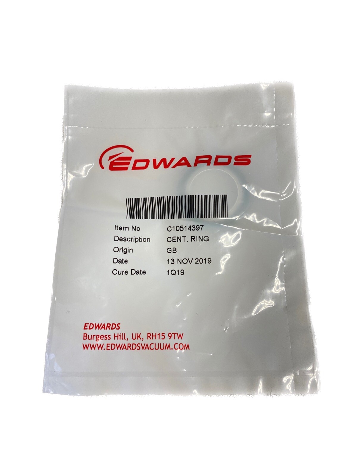 EDWARDS Centering O-Ring Fluoroelastomer Aluminum Carrier C10514397