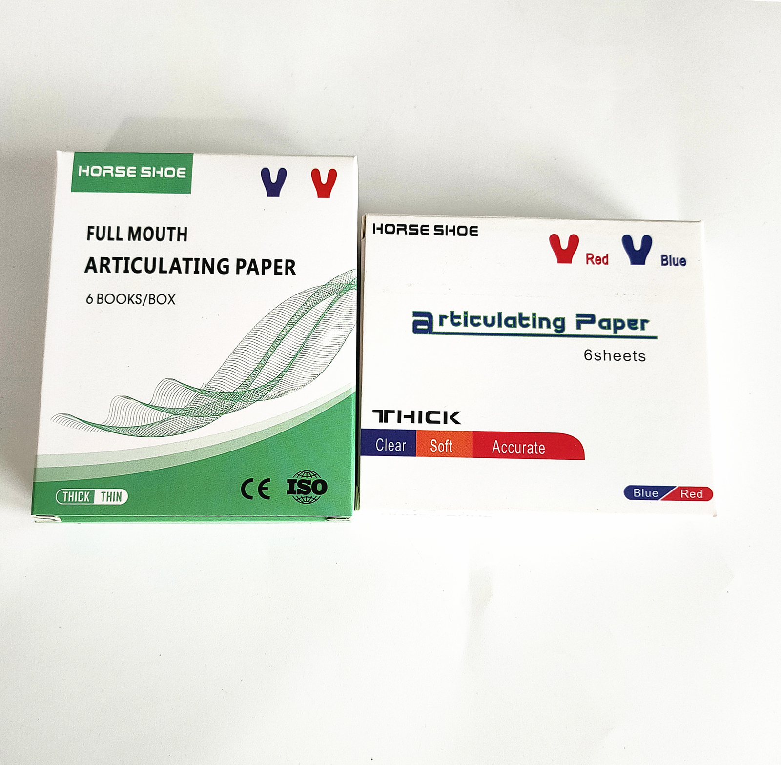Dental Articulating Paper Horseshoe Thick Strips Blue Red/Green For Denture