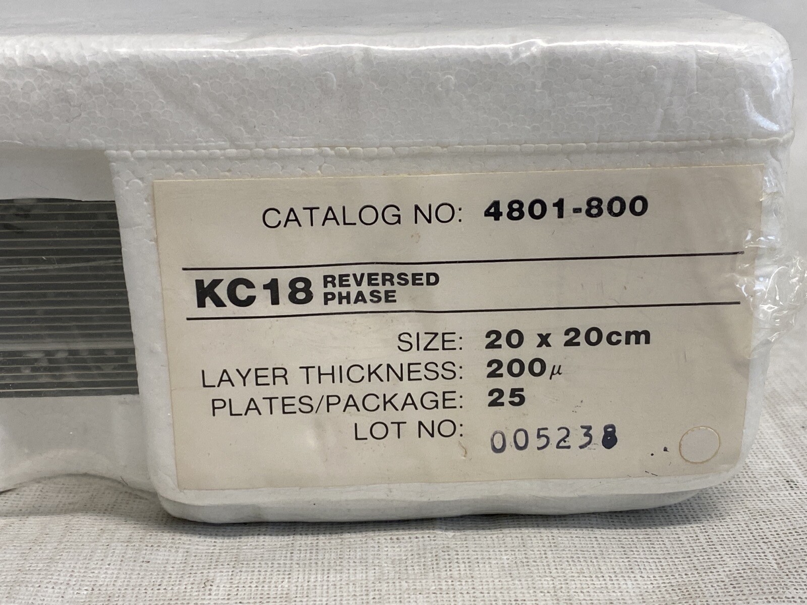 (25) WHATMAN TLC Chromatography Silica Gel KC18 Uniplates 20x20cm 4801-800