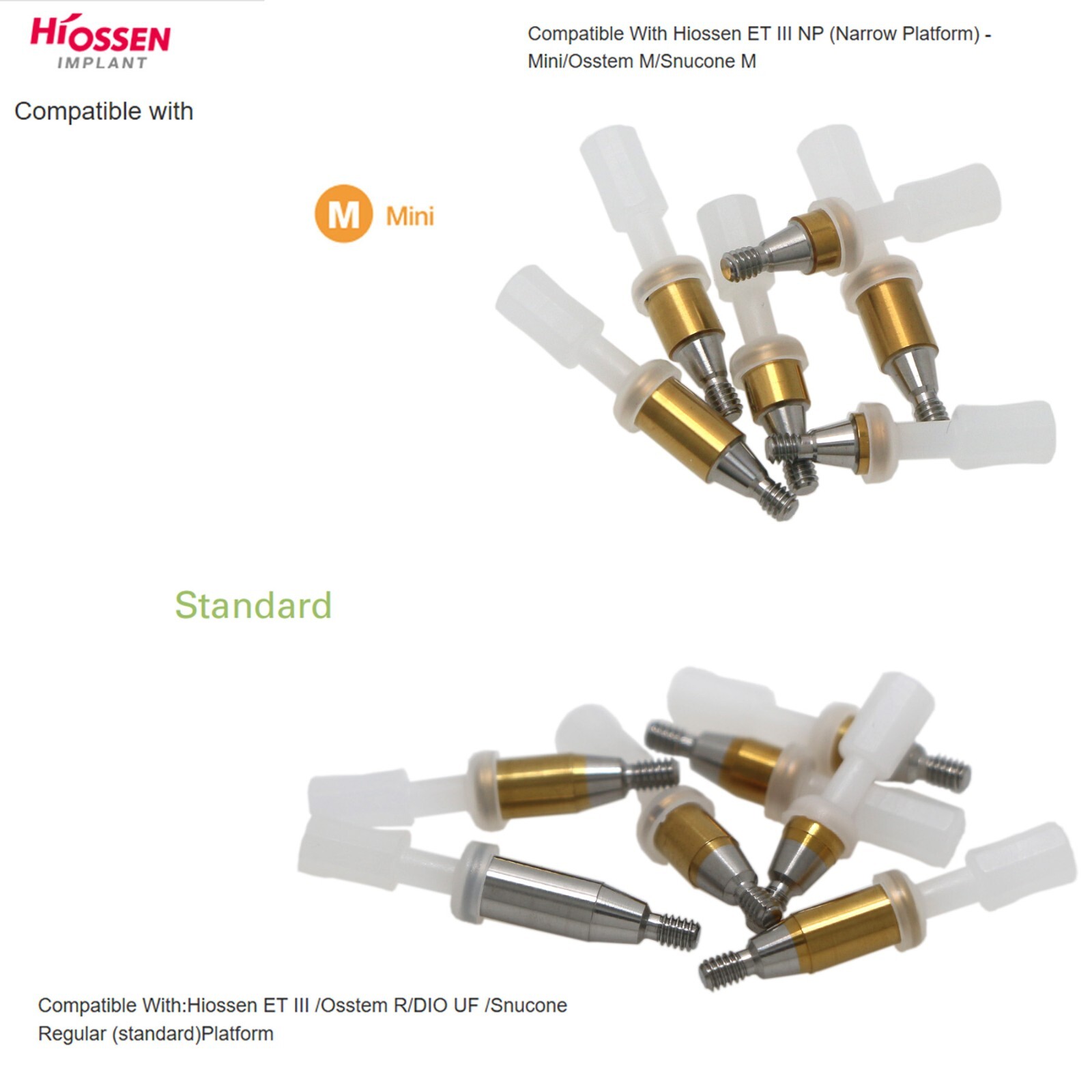Hiossen Mini/Regular Hex Implants Locator/Healing Abutments Lab Analog Scan Body