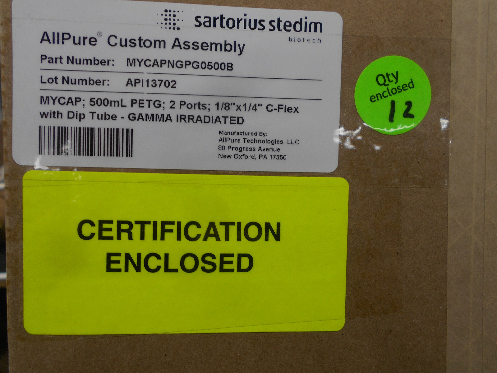 SARTORIUS MYCAPCPPG0500B 500ML 1/8″ x 1/4″ C-FLEX W/ DIP TUBE PETG BOTTLE