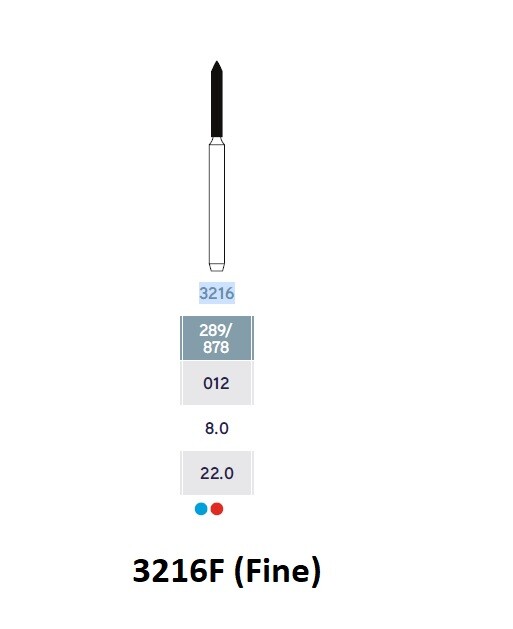 MICRODONT TORPEDO CYLINDER 3216F (Fine) FG diamond burS 10/pk Made in Brazil