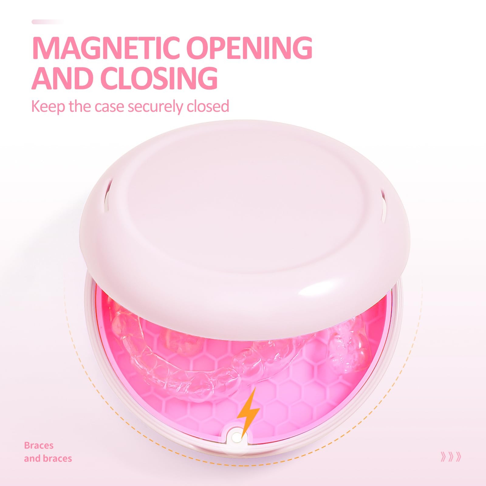 Gaboolo Retainer Case Slim Aligner with Vent Holes Removable Opaque Pink