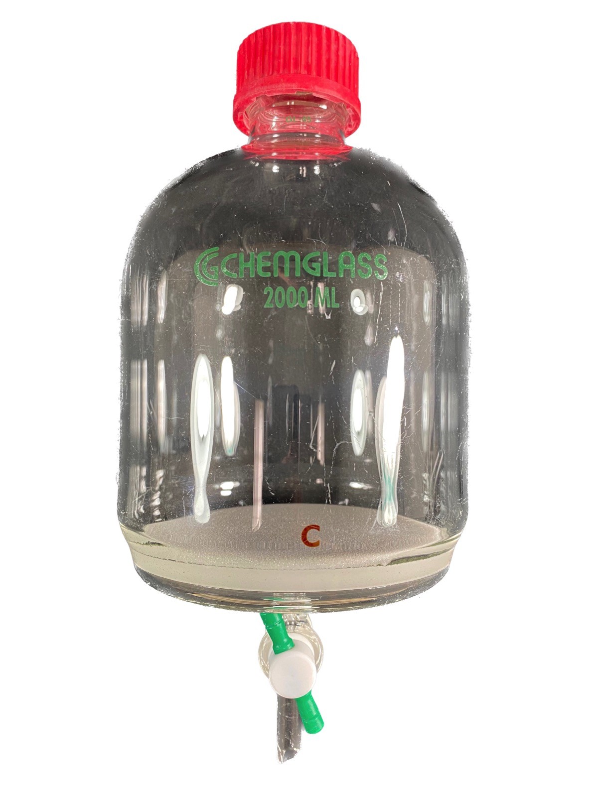 CHEMGLASS Glass 2000mL GL-45 Coarse Frit Solid Phase Peptide Synthesis Vessel