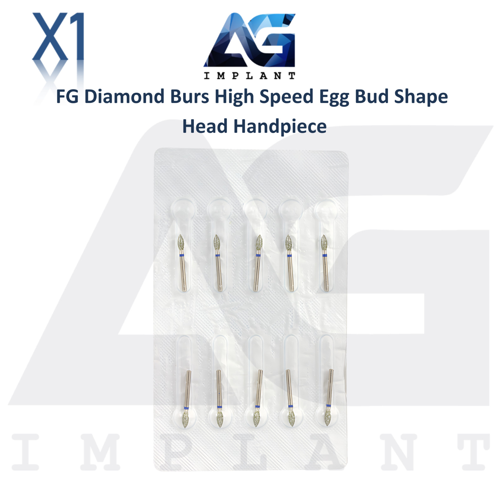Dental FG Diamond Grit Burs High Speed Egg Bud Shape Head Handpiece 10pcs Tool