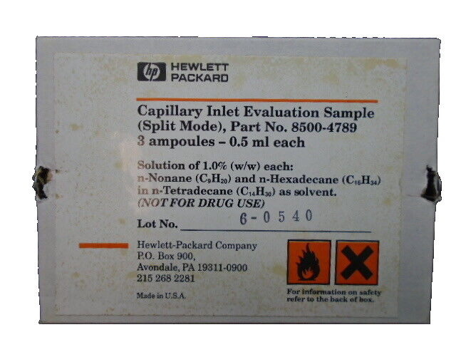 (3/Pk) AGILENT HP 0.5mL Capillary Inlet Evaluation Sample Ampules 8500-4789