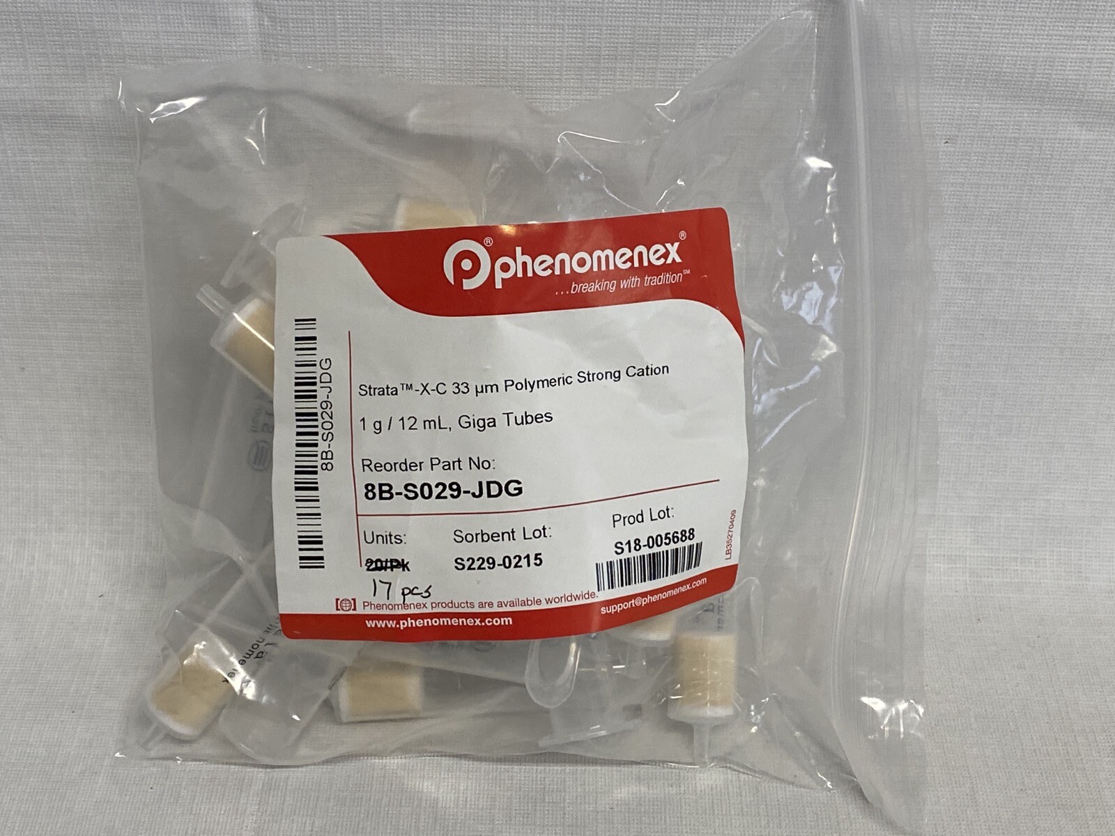 (17) PHENOMENEX Strata-X-C 12mL 33um Polymeric Strong Cation Tubes 8B-S029-JDG