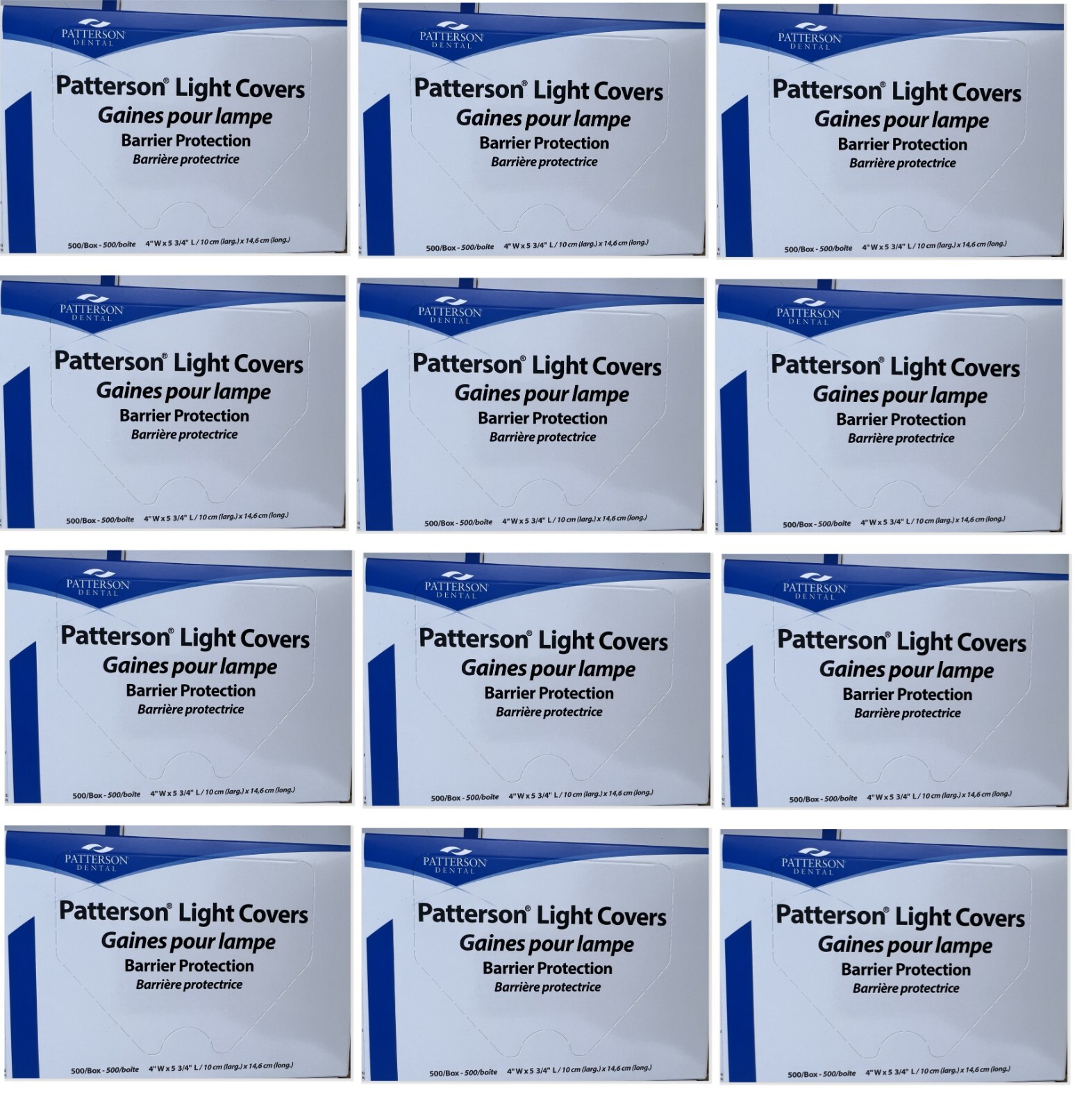 Patterson Dental Light Covers 4”WX5 3/4 Barrier Protection 500 Count Lot of 12
