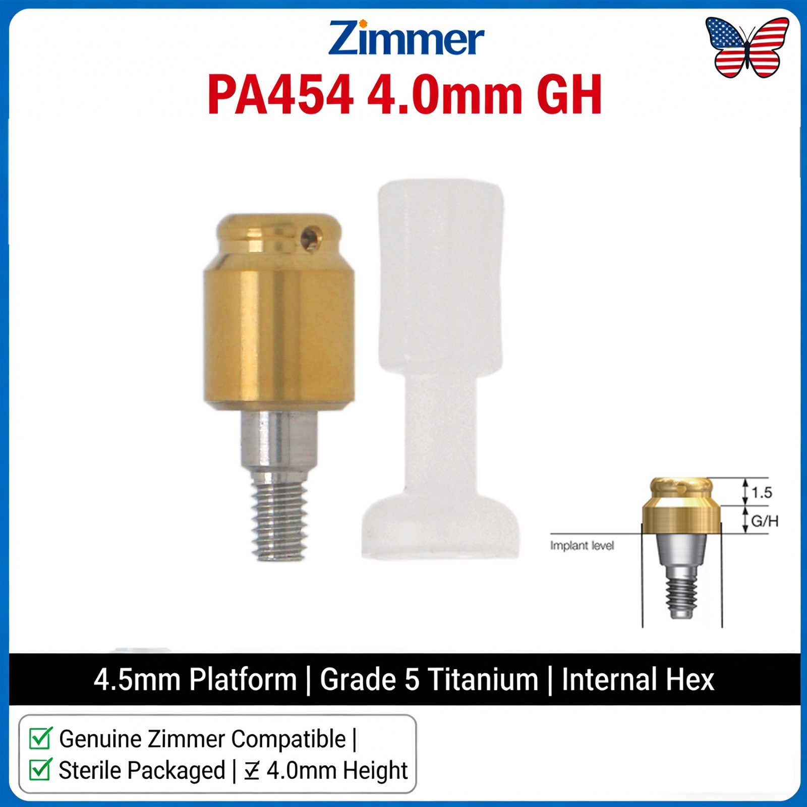Overdenture Locator Abutment Removable Anchor Internal Hex BioHorizons Tapered