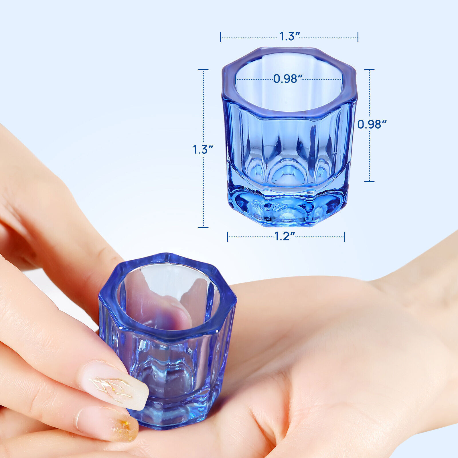 12PCS Dental Dappen Dish Crystal Acrylic Liquid / Powder Cup Nail Art Bowl