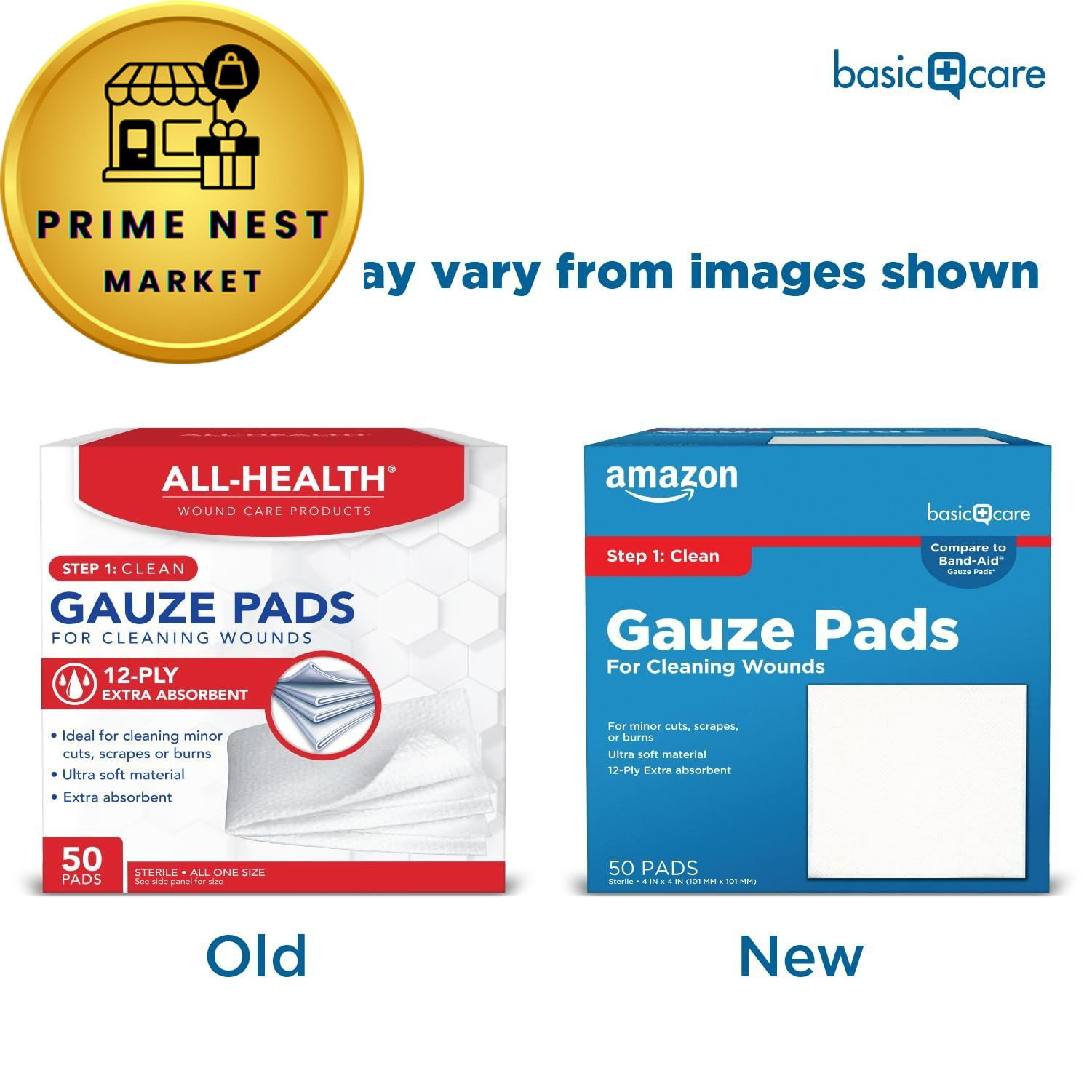 Amazon Basic Care Gauze Pads, 4×4″ Sterile 4×4 Inch (Pack of 1), White