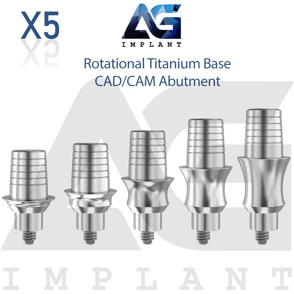 5 Rotational Titanium Base CAD/CAM Prosthetic System Int Hexagon 2.42mm