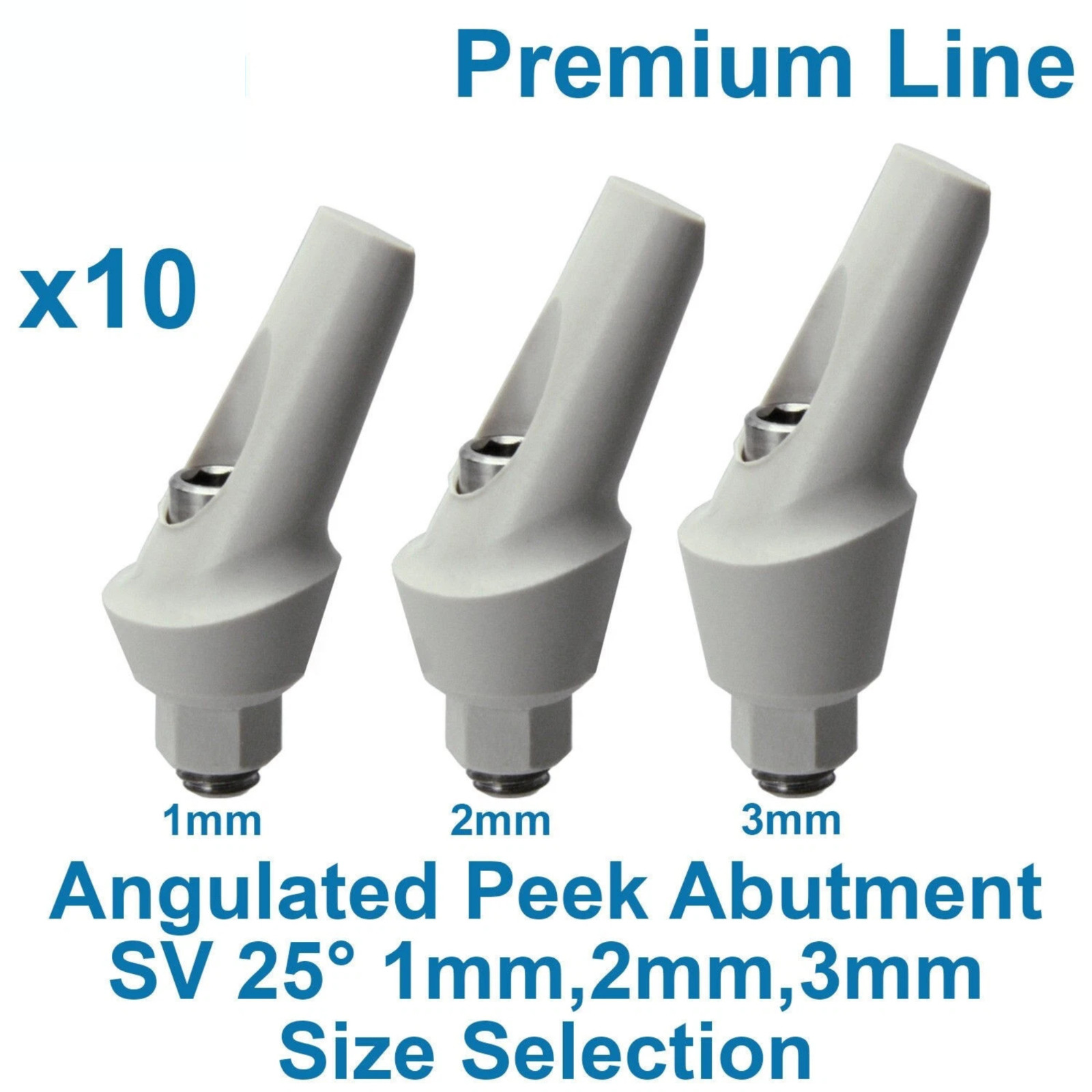 10 Dental Fixture PEEK Anatomic Angulated Adapter Head 25 Restoration 1-3mm