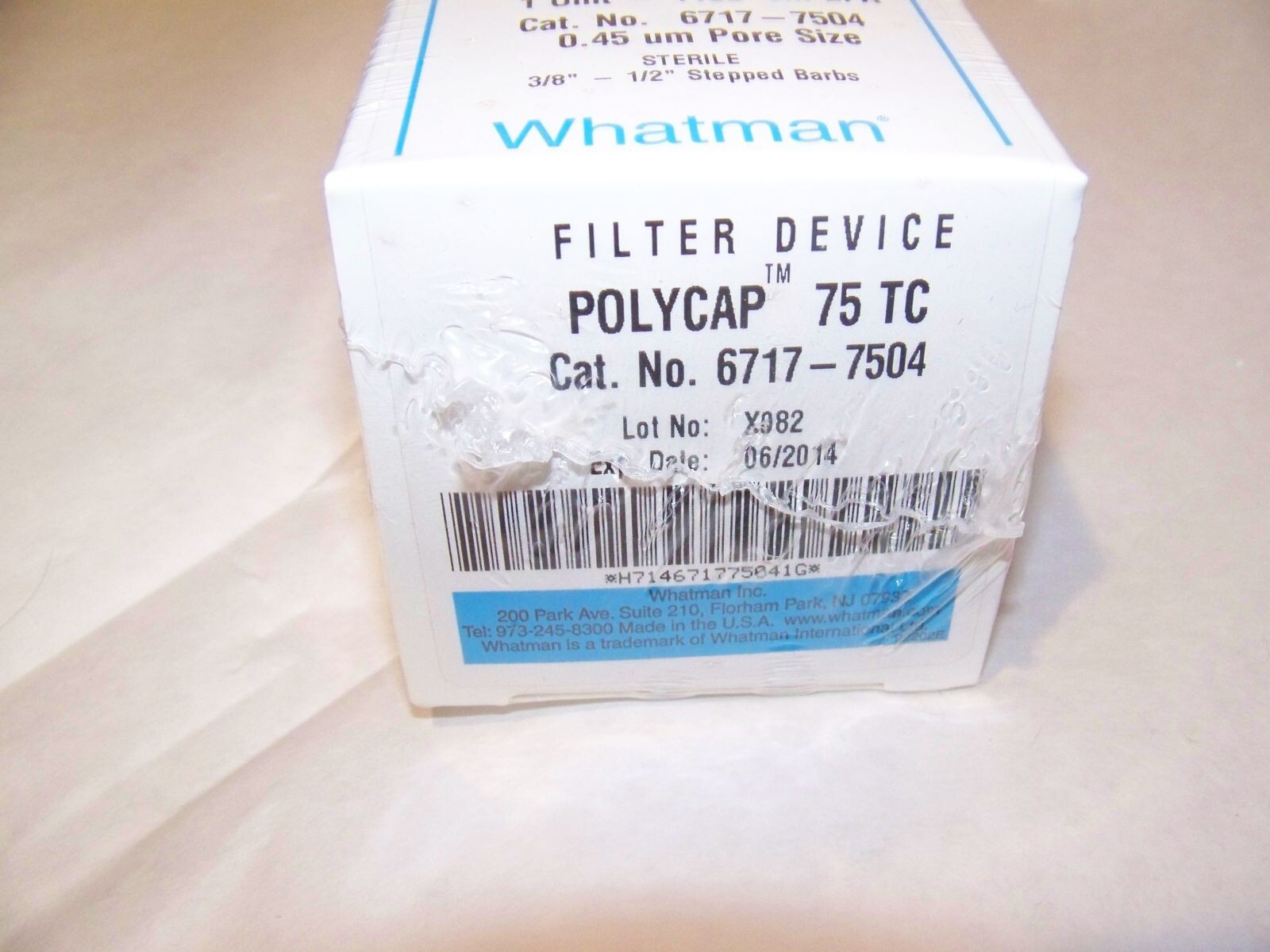 Whatman 6717-7504 Polycap TC 75 Capsule Filter, 0.6/0.45 um, sterile, 1/2″