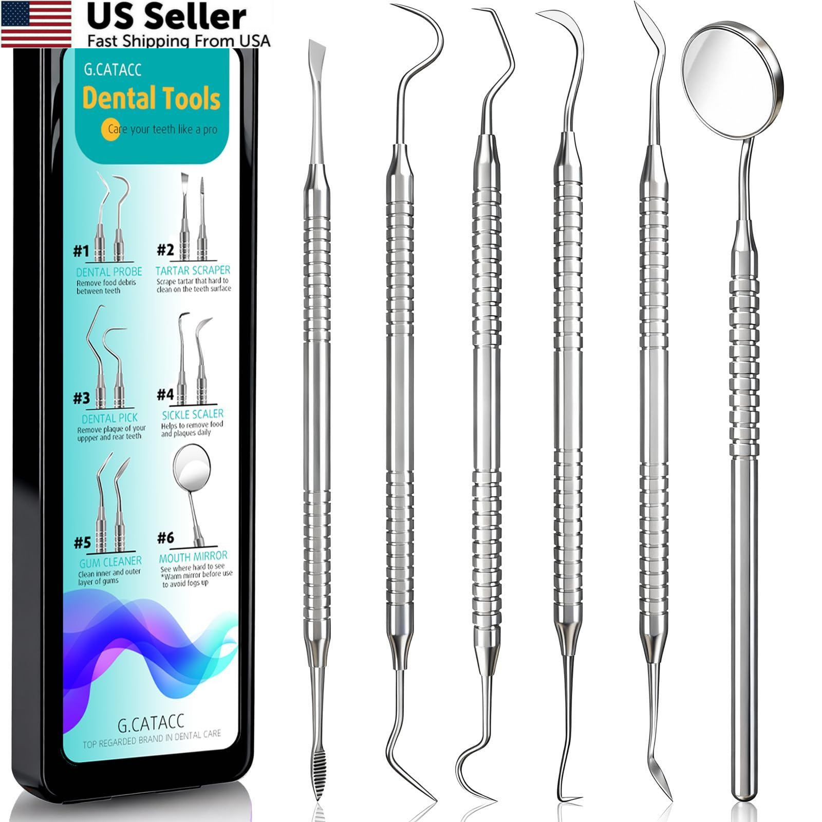 CATACC PRO Dental Tools, 1 Count (Pack of 6), Tools With Case – Black