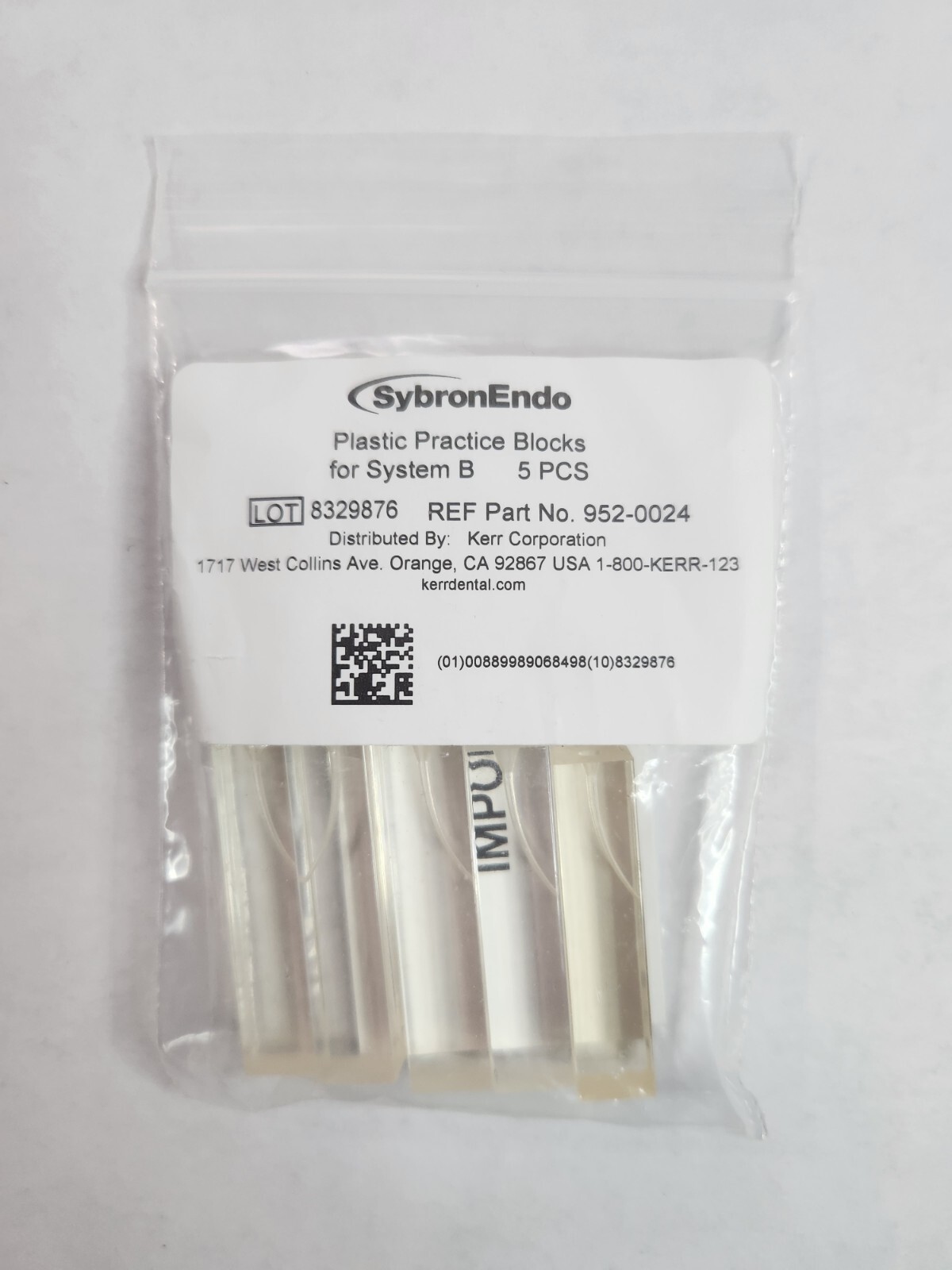 Endodontics Root Canal Plastic Practice Blocks Kerr 5pcs 952-0024