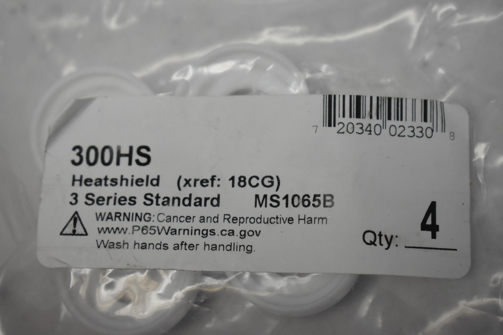 300HS Heatshield MS1065B 3 Series Standard Set of 4 White For 18CG Replacement