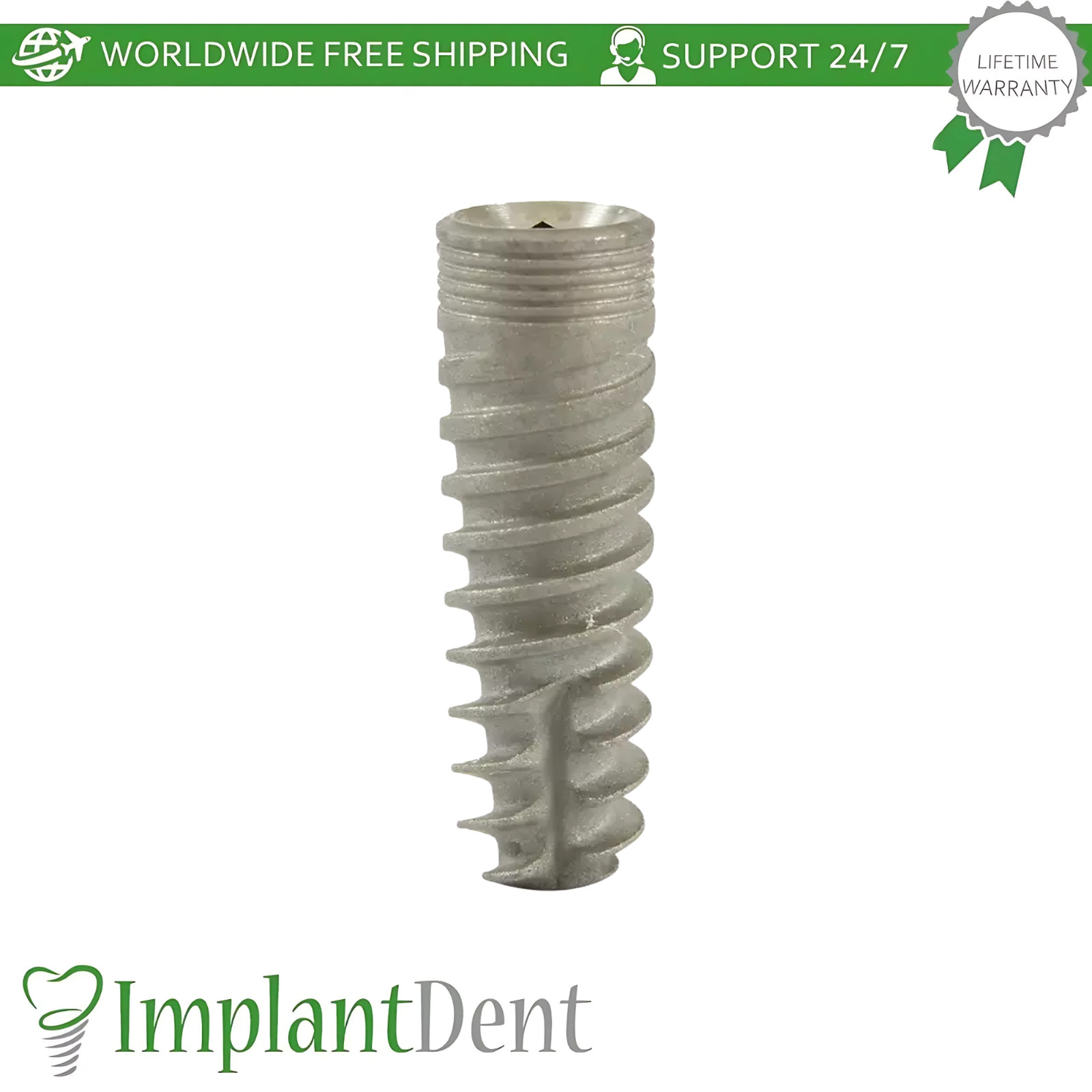 1x Dental Spiral Fixture SLA, Straight Prosthetic, Healing Cap Int Hex 2.42mm