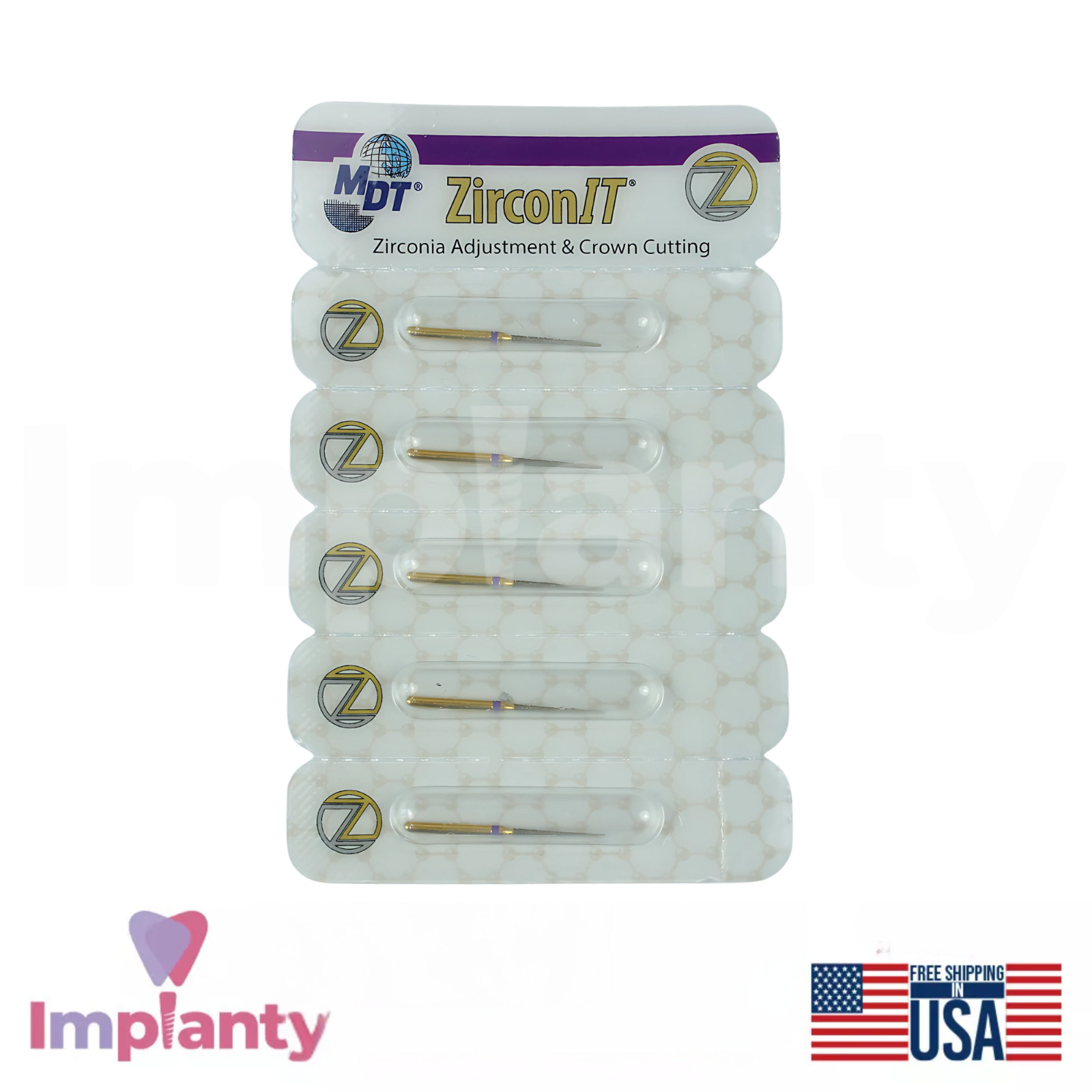 MDT Dental Pointed Cone FG ZirconIT ADJ Diamond Burs Z167 Crown Preparation