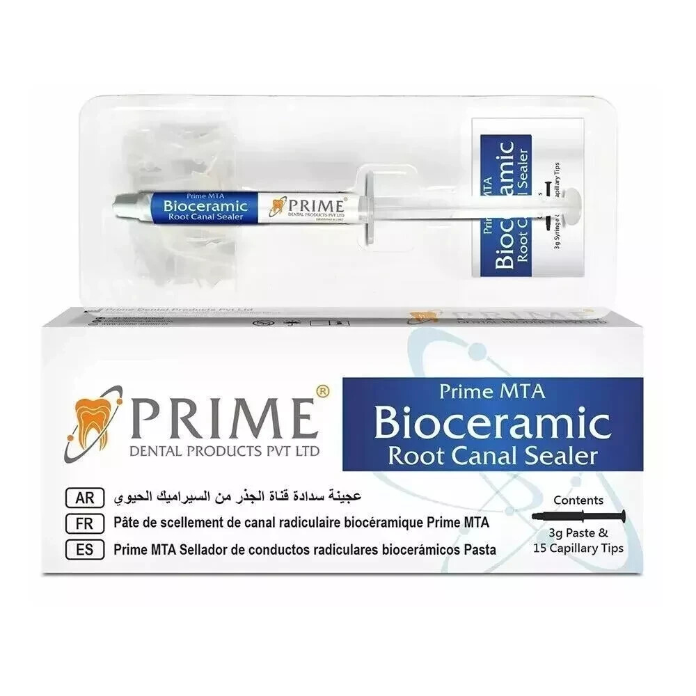 PRIME DENTAL MTA Bioceramic RCT Sealer 3 gm Syringe with 15 Tips. 5X