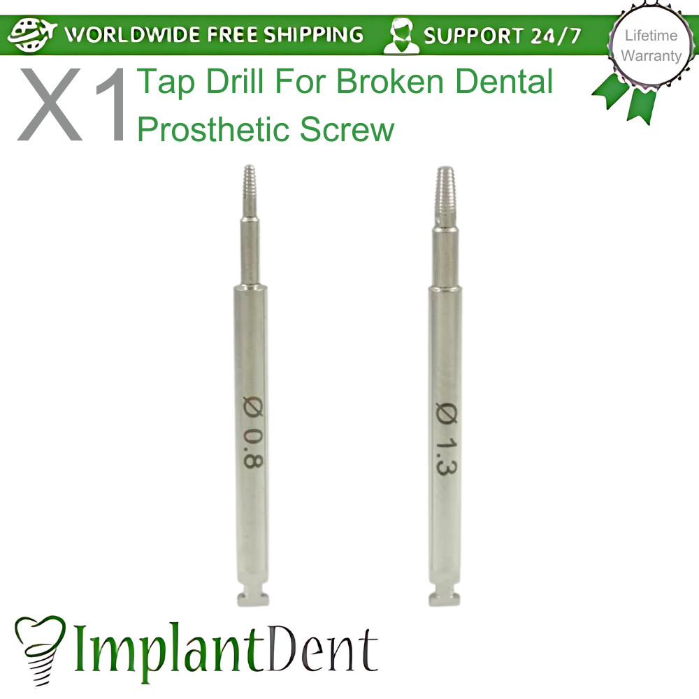 1x Dental Tap Screw Extractor Drill Prosthetic 0.8mm & 1.3mm Stainless Steel