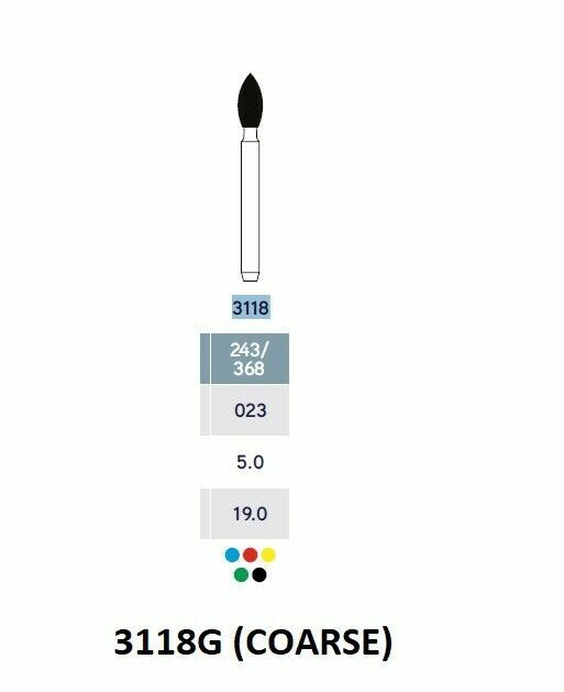 MICRODONT CROWN PREPARATION 3118G (COARSE) FG diamond burs 10/pk Made in Brazil