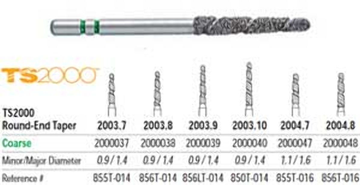 TS2000 Speed Cut Diamond FG #2003.9 Round End Taper Coarse, 5 Pack