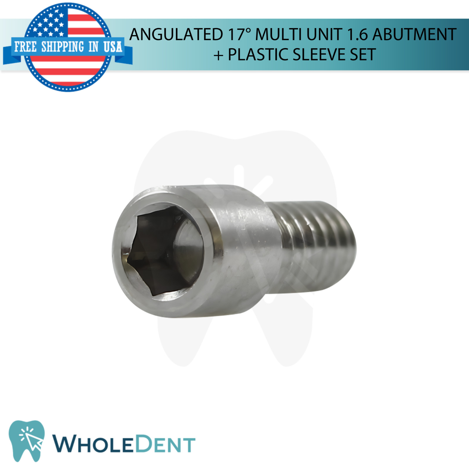 10x Dental Angulated 17° Prosthetic Multi Unit 1.6mm Plastic Sleeve Set Int Hex